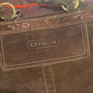 Suede coach bag